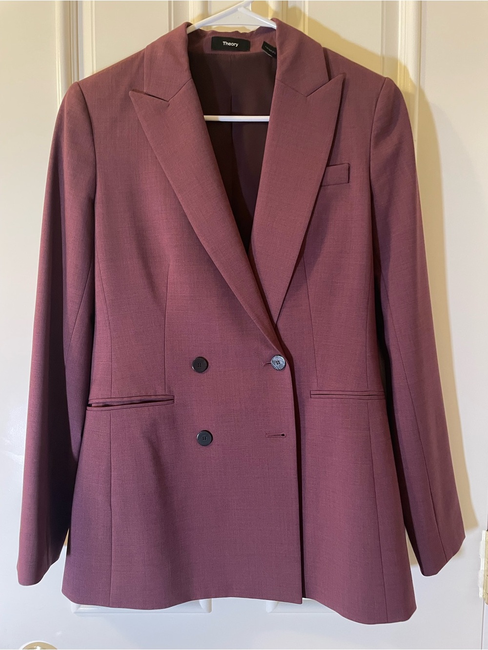 Theory Double-Breasted Blazer in Mauve